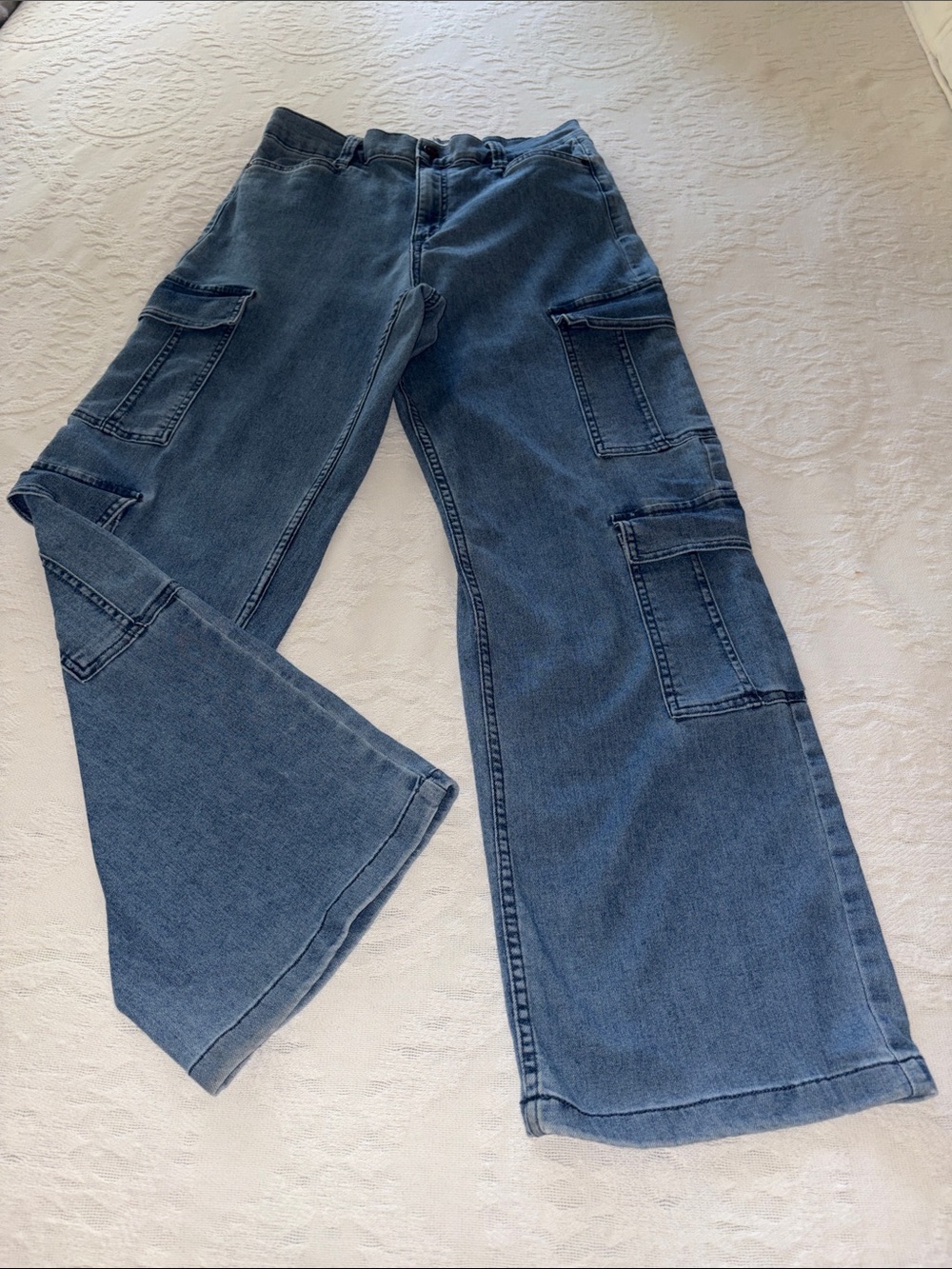 Sofia Vergara Classic Blue Cargo Wide-Leg Women’s Jeans EUC 6S
